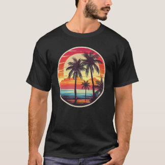 Sommer Palme Tropischer Strand Vintage Retro Stil T-Shirt