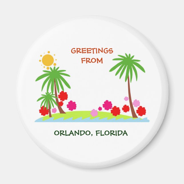 Sommer - Palmen und Sonne, Grüße aus Orlando Magnet (Vorne)