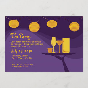 Sommer-Party laden ein: Lila u. Goldgetränke Einladung