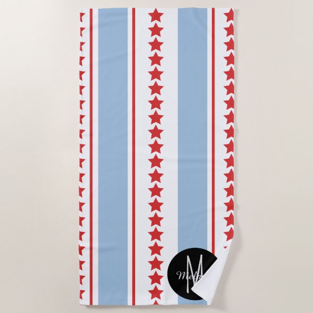 Sommer Patriotische Vertikale Streifen und Sterne Strandtuch (Vorderseite)