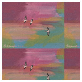 Sommer Pelikane bei Sonnenuntergang Stoff