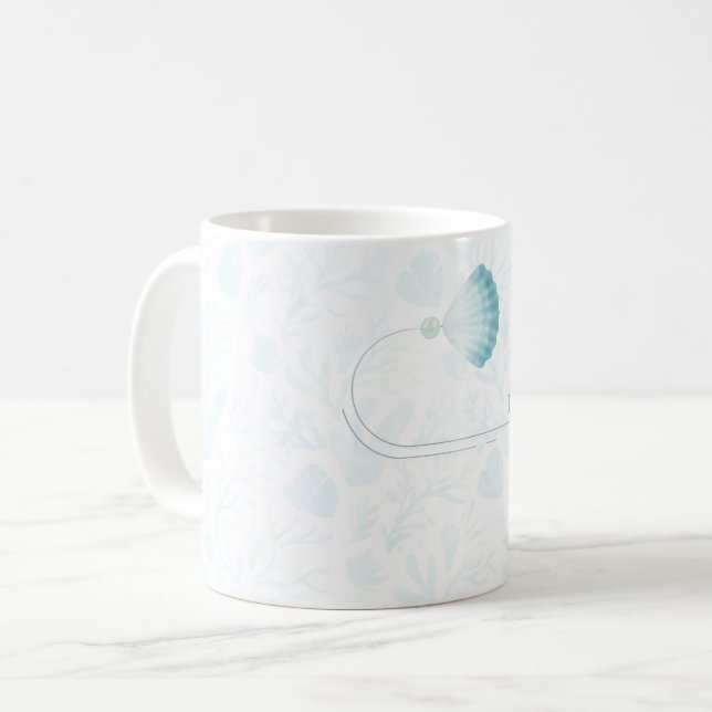 Sommer Perlmutt Wasserfarben Ozean Design Kaffeetasse (Vorderseite Links)