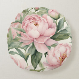 Sommer-Pfingstrosen Rundes Kissen
