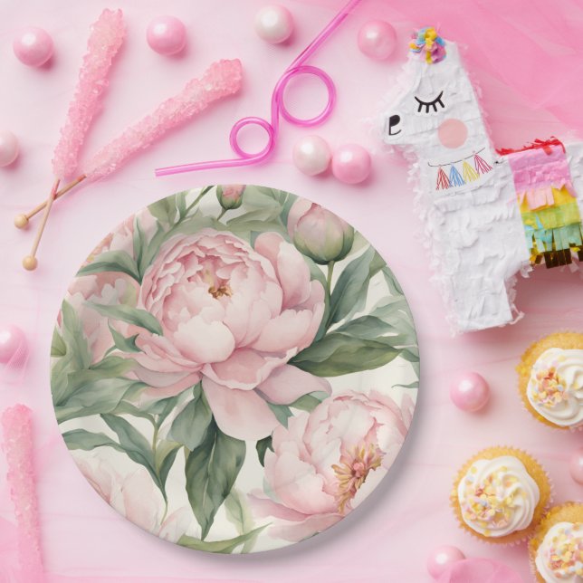 Sommer-Pfingstrosen-Thermal  Pappteller (Party)