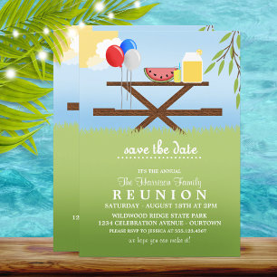 Sommer-Picknick-Familientreffen-Einladungen Save The Date