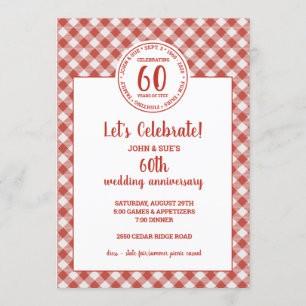 Sommer-Picknick-Rot-Karo-Muster-Party Einladung