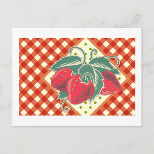 Sommer-Picknick-Rot-Weiß-Karo-Tischdecke Postkarte