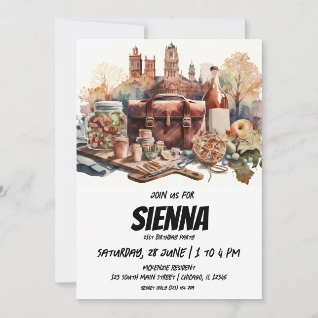 Sommer-Picnic-Burgblick Einladung (Vorderseite)