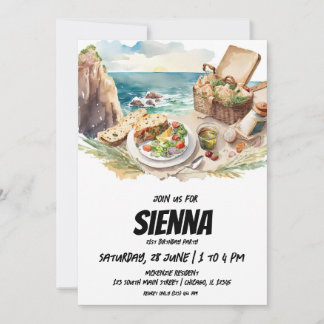 Sommer Picnic Seaside Cliffs view Einladung