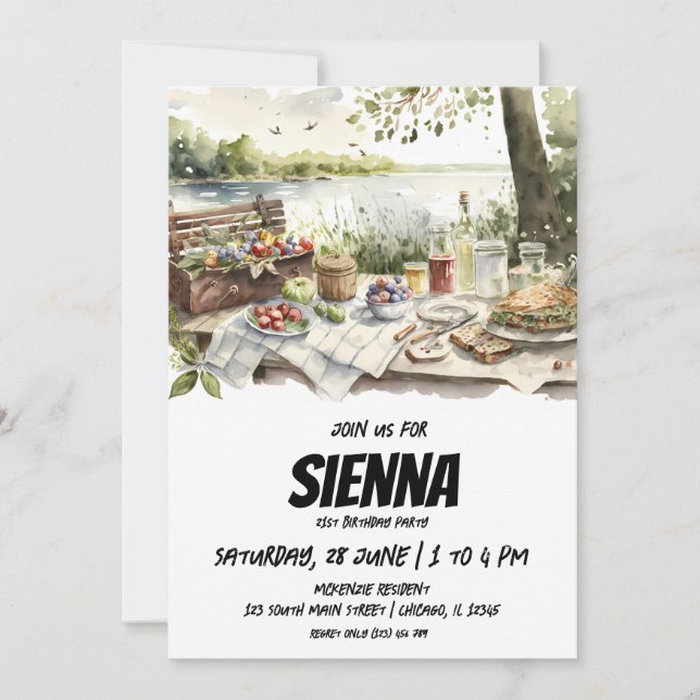 Sommer Picnic Seeblick Einladung (Vorderseite)