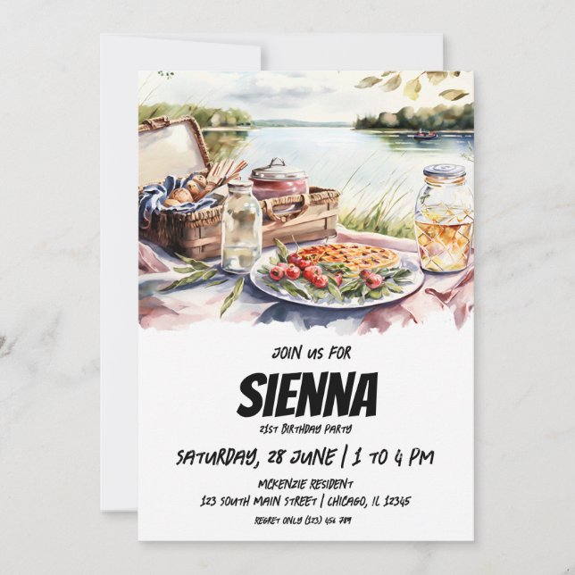 Sommer Picnic Seeblick Einladung (Vorderseite)