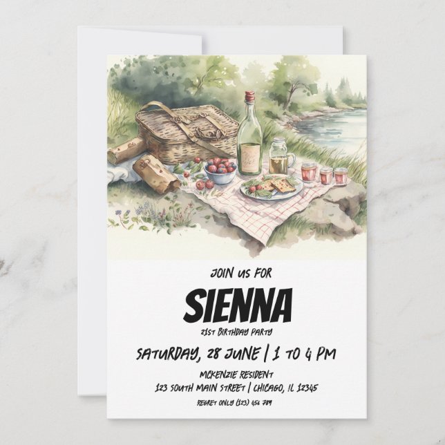 Sommer Picnic Seeblick Einladung (Vorderseite)