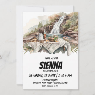Sommer Picnic Wasserfall Aussicht Einladung