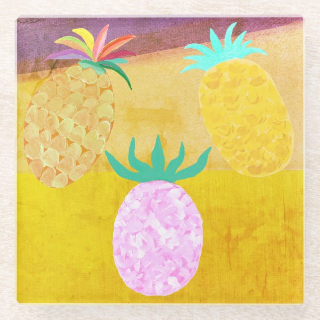 Sommer-Pineapple-Luau Glasuntersetzer (Vorderseite)