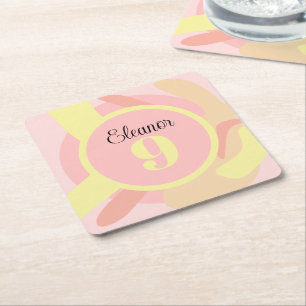 Sommer Pink Gelb Creme Modern Personalisiert Rechteckiger Pappuntersetzer