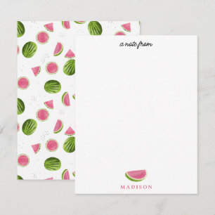 Sommer-Pink- und Grün-Wassermelonen-Muster Mitteilungskarte