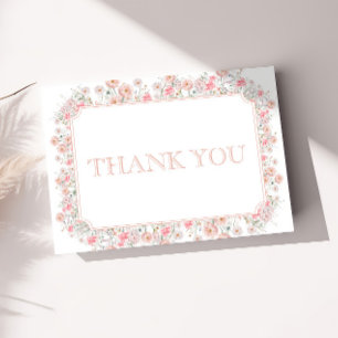 Sommer-Pink-Wildblumen-Baby-Party Dankeskarte