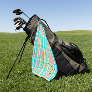 Sommer Plaid Türkis Pink Gelb Weiß Golfhandtuch