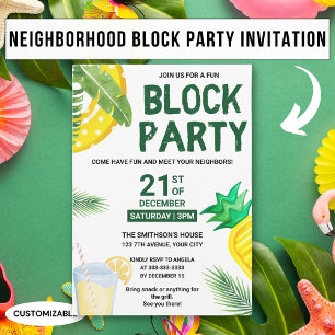 Sommer-Pool-Snack-Picknick-Spaß Nachbarschaftsbloc Einladung