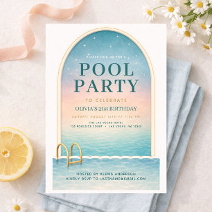 Sommer-Poolparty 21. Geburtstag Einladung