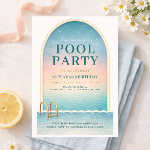 Sommer-Poolparty 30. Geburtstag Einladung