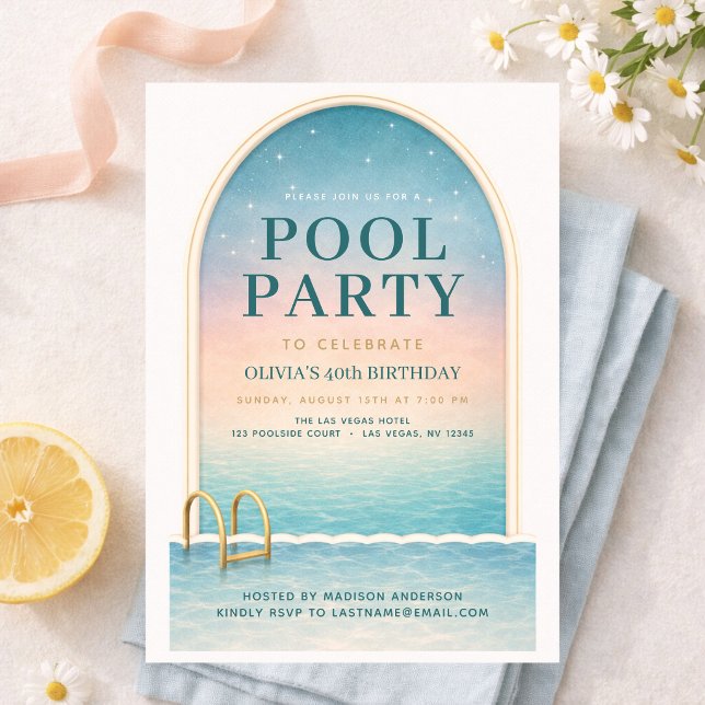 Sommer-Poolparty 40. Geburtstag Einladung (Von Creator hochgeladen)