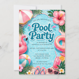 Sommer-Poolparty-Druckvorlage Einladung