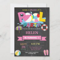 Sommer-Poolparty-Einladung Spritz Spratz Mädchen