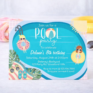 Sommer-Poolparty-Geburtstag | Poolparty Einladung