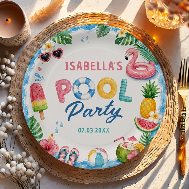 Sommer-Poolparty-Geburtstagspapierplatten Pappteller (Von Creator hochgeladen)