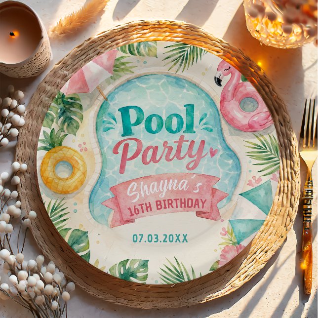 Sommer-Poolparty-Geburtstagspapierplatten Pappteller (Von Creator hochgeladen)