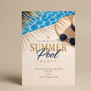 Sommer-Poolparty Luxuriöser Pool-Themenbereich Einladung