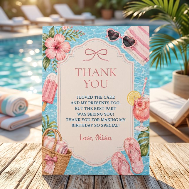 Sommer-Poolparty-Mädchen-Geburtstags-Dankeskarten Einladung (Von Creator hochgeladen)