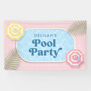 Sommer-Poolparty Rosa Mädchen Geburtstag Banner