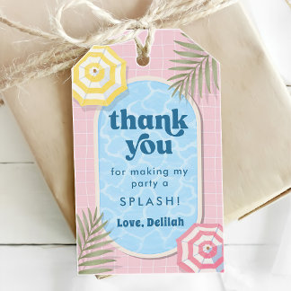 Sommer-Poolparty Rosa Mädchen Geburtstag Geschenkanhänger