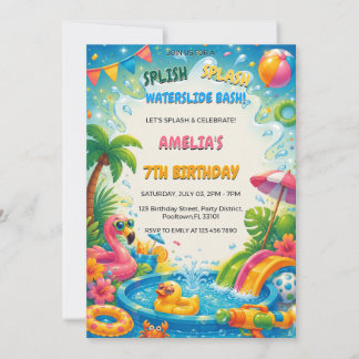 Sommer-Poolparty-Splash-Geburtstag Einladung