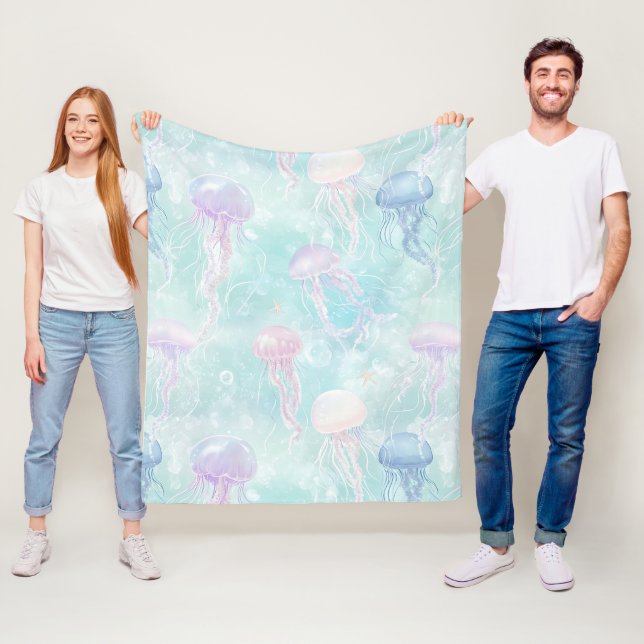 Sommer-Quallen-Küstenmuster Fleecedecke (Beispiel)