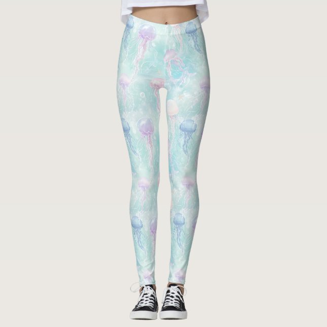 Sommer-Quallen-Küstenmuster Leggings (Vorderseite)
