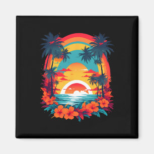 Sommer Reise Spaß Retro Urlaub Camper Strand Sonne Magnet