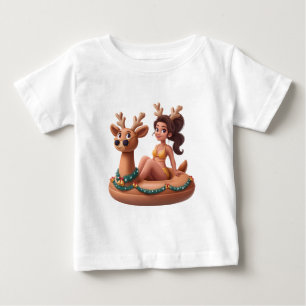 Sommer-Rentier-Ferien-Spaß-Poolparty-Design Baby T-shirt