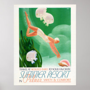 SOMMER RESORT Sea Holiday Taucherreise Poster