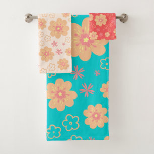 Sommer Retro Blumenmuster Badetuch Set