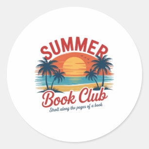 Sommer Retro Buchclub Lustiger Strandurlaub 1 Runder Aufkleber