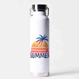 Sommer Retro Sonnenuntergang Palme Trinkflasche