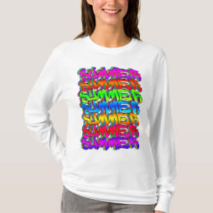 SOMMER-Retro-Vintag-Graffiti-Sommer farbenfroh T-Shirt