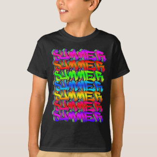 SOMMER-Retro-Vintag-Graffiti-Sommer farbenfroh T-Shirt