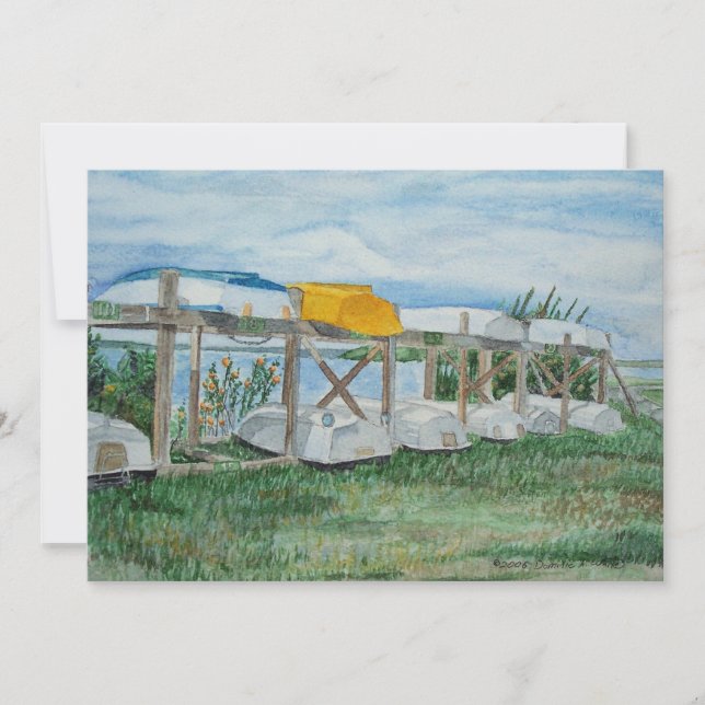 Sommer-Ruderboote Aquarell Einladung (Vorderseite)