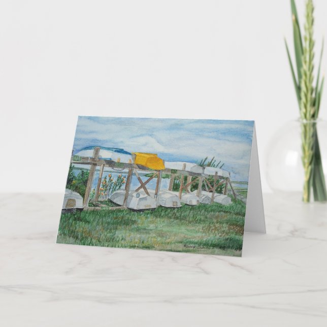 Sommer-Ruderboote Aquarell Karte (Vorderseite)