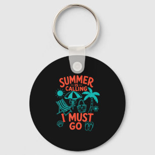 Sommer ruft Strand ich muss Retro-Palme gehen Schlüsselanhänger