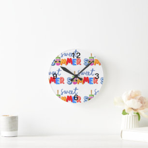 Sommer Runde Wanduhr
